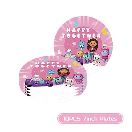 Gabby Dukkehus Fødselsdagsfest dekorationer Bordservice Stickers Popcorn Box Service Pink Balloner Fest favoriserer børns fødselsdag