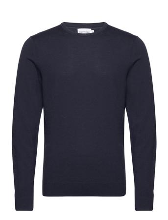 Superior Wool Crew Neck Sweater Tops Knitwear Round Necks Navy Calvin Klein