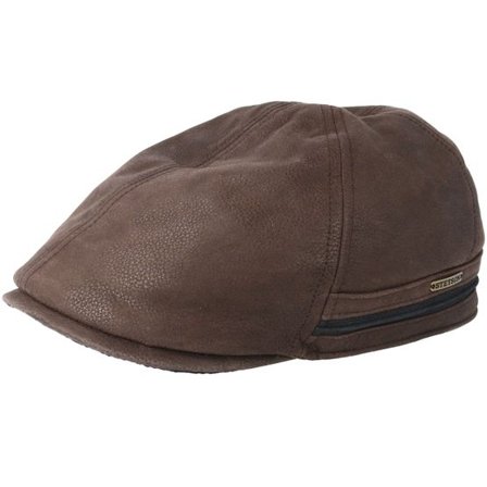 Stetson - Brun flatcap Keps - Duck Cap Cowhide Dark Brown Flat Cap @ Hatstore