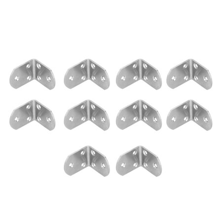 10 stk. hjørnebøjler i rustfrit stål, tykke retvinkelbeslag til hylder og møbler