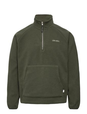 Duncan Pile Half-Zip Sweatshirt Green Les Deux