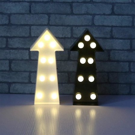 3D Pil Skilt Lys LED Plastik Pilformet Skilt-oplyst Markise Pil Skilt Vægdekoration (2 stk.-sort+hvid) CY