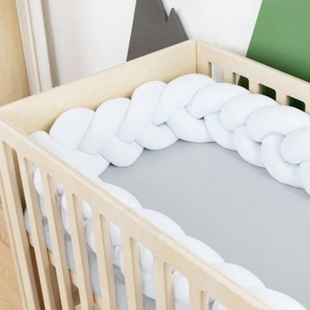 Självbindande sängskydd i vitt OEKO TEX antiallergiskt - 300 cm