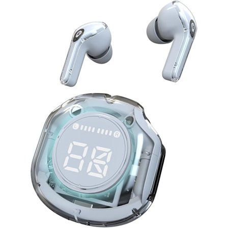 Trådlösa in-ear-hörlurar Bluetooth 5.3-hörlurar LED-strömdisplay med ENC-brusreducering Genomskinliga öronsnäckor TWS Mini in-ear