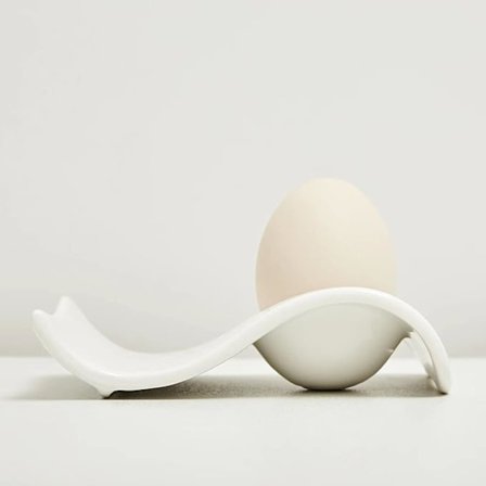 1 Pakke Keramisk Eggkopp, Porselen Eggkopp for Bløtkokt Egg, Egg Holder Sett for Frokost, Kjøkken, 13,5*8*3,5cm Hvit Bølge