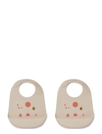 Liewood Tilda Silicone Bib 2-Pack - Cream - ONE SIZE