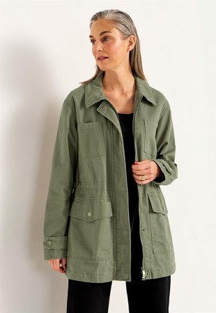 Cellbes of Sweden - Jeansjacka med dragkedja - khakigrön - för damer - 58/60