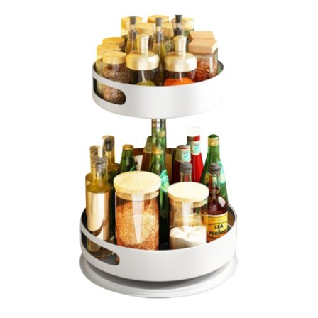 2-vånings rund metall skivspelare Roterbar kryddhylla