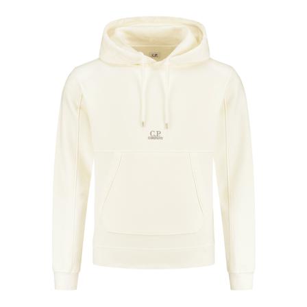 C.p. Company Logo Embroidered Drawstring Hoodie Hvid, Herre