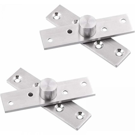 360 Graders Dørhængsel, 2 stk. Rustfrit Stål Dør Center Pin Hængsler, Heavy Duty Skjult Roterende Dørhængsler med Fastgørelsesskruer (75 x 17