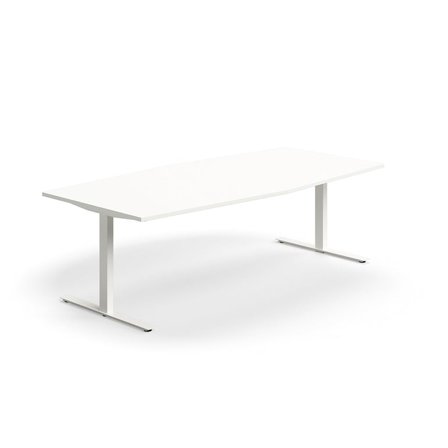 Boat Shaped White Conference Table | 2400x1200 mm | Modern Design - AJ Products
