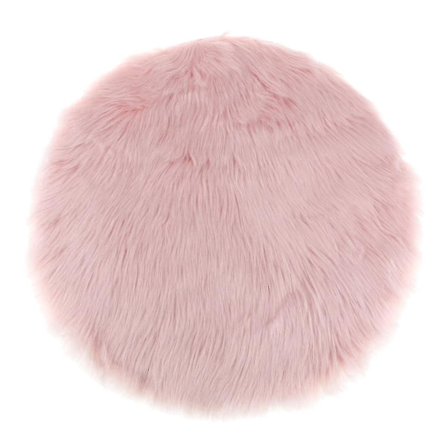 2 stk. Runde Rosa Falsk Pels Sauskinn Plysj Setepute - 35cm Stolputepute
