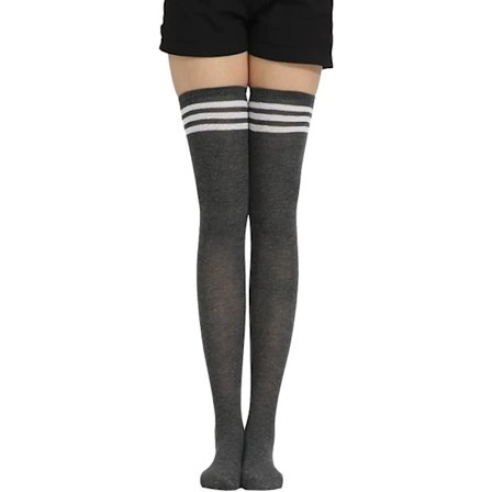Ekstra lange kabelstrikkede over kneet lårhøye bomullsstrømper benvarmere
