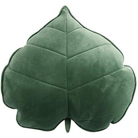 Bladformet plysjpute, plantedekorativ pute, myke leker, 3D plysjleke, bursdagsgaver, dekorativ pute (grønn, 13 cm)