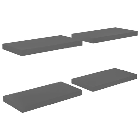 Vidaxl Svävande Vägghyllor 4 St Grå Högglans 50x23x3,8 Cm Mdf Grå