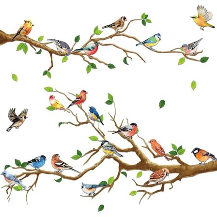 Vindusklistremerker BIRDS ENCOUNTER elektrostatisk I Vindusdekorasjon Klistremerker tregren planter blomster sommer I vindusklistremerker stue og 