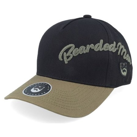 Bearded Man - Svart adjustable Keps - Side Arch 3d Logo Black/Dark Olive A-frame Adjustable @ Hatstore