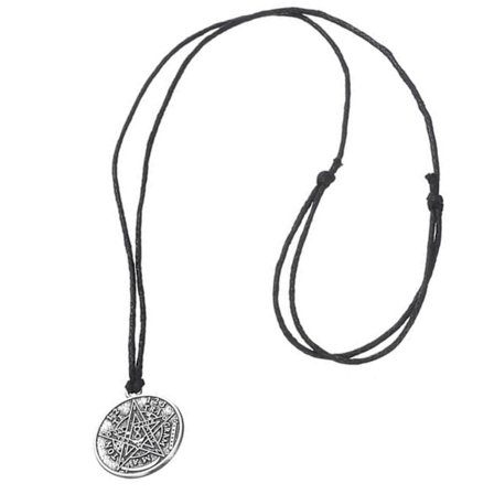 Silverfärgat runt halsband med pentagrammönster, ingen blekning, unisex, vintage, dubbelsidigt, modernt halsband