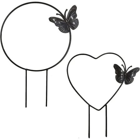 Metallinen rauta pyöreä sydämenmuotoinen puutarhakasvituki kepit teline DIY-ruukkukasveille kiipeilykasveille kukille vihanneksille köynnöksille (