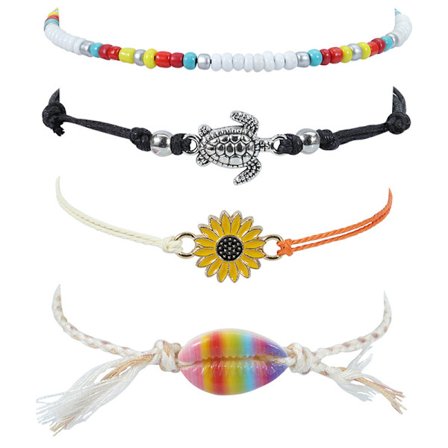 Strand Rainbow Shell Feet Chains (4 stykker) Bohemian Håndlaget Adj