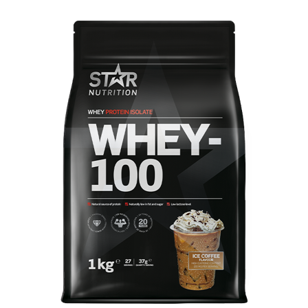 Star Nutrition Whey-100 Valleprotein 1 kg, Ice Coffee - Bodyman.dk