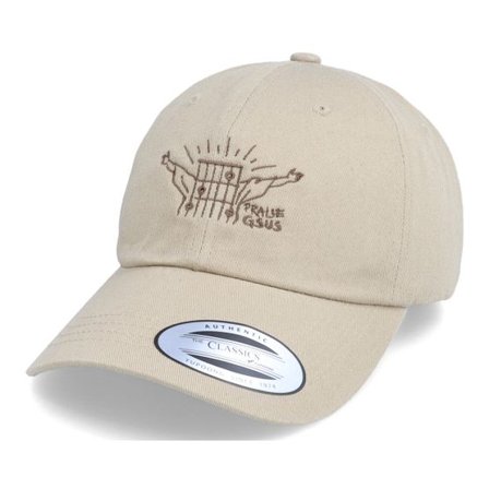 Abducted - Beige unconstructed Keps - Praise Gsus Khaki Dad Cap @ Hatstore