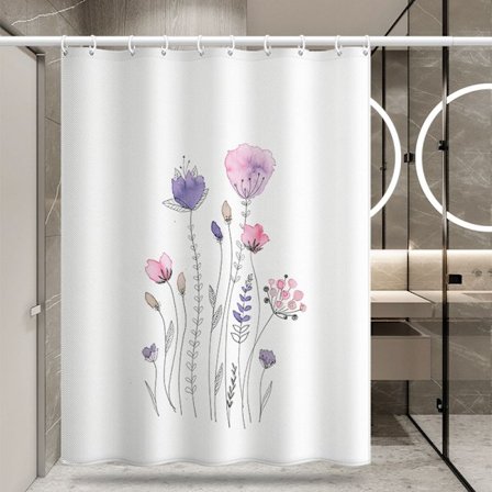 1 st söt duschdraperi med blommönster, mögelbeständig, polyester