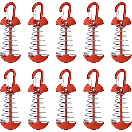 10 kpl Punaiset Alumiiniseos Ankkurointikoukut Jousikiinnityksellä Ulkoilmakäyttöön Leirintään (77 x 36 mm)