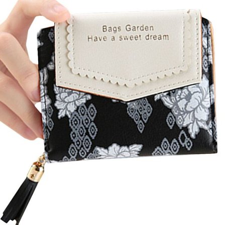 Womens Retro Floral Short Mini Coin Credit Card Wallets - spot försäljning
