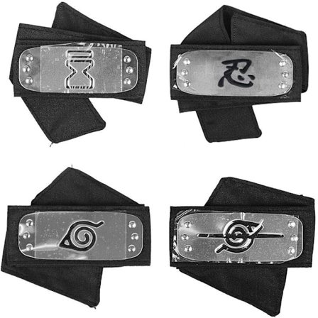 Naruto Pandebånd med Metalpladeret Cosplay Tilbehør, 4 stk