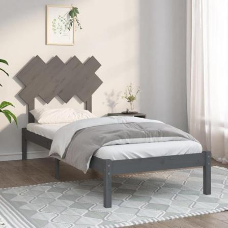 Vidaxl Sängram Grå 90x190 Cm 3ft Massivt Trä Grå