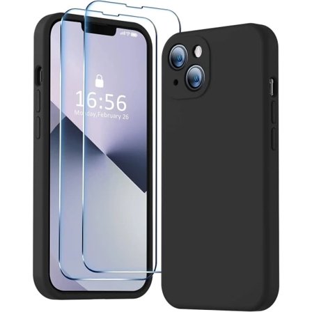 Kompatibel med iPhone 13 cover, Premium silikone opgraderet [Kamerabeskyttelse] [2 skærmbeskyttere] [Blødt anti-ridse mikrofiberfor] Telefoncover