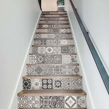 3D Trappeklistermærke Selvklæbende Trappeforhøjningsdekoration Aftagelig Tapet Mural Hjemindretning (100cm L x 18cm B x 13 STK)