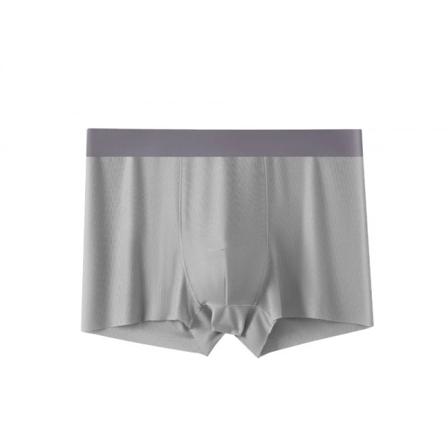 Män Boxers Tunn Andas Mjuk Is Silke Sömlös Daglig Klädsel Antiseptisk Hög Elasticitet Man Kalsonger Herr Underkläder GRAY XL