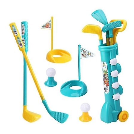 Golfsæt til børn Golflegetøj med 1 golfvogn, 3 golfkøller og 2 øvelseshuller_Super gave Forældre og børn interaktiv simulationsfitnesssportslegetøj