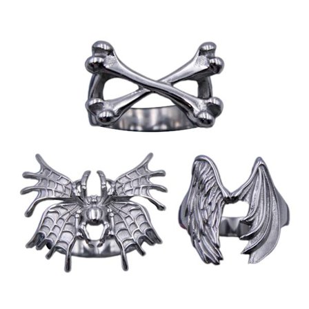 3 st Punk Lost Angel Spider Fjärilar Korsade Ben Fingerringar för Kvinnor Estetisk Gotisk Insekt Nya Ringar Smycken
