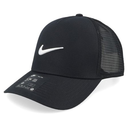 Nike - Svart trucker Keps - Rise Swoosh Black A-Frame Trucker @ Hatstore