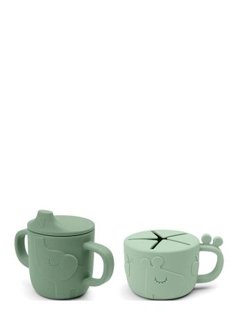 Peekaboo Spout/Snack Cup Set Deer Friends Home Meal Time Cups & Mugs Sippy Cups Grønn D By Deer