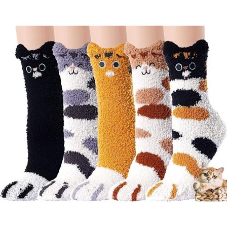 Varme vinterstrømper til kvinder - 5 par - Strømper - Sovestrømper - Fluffy strømper - Julegave