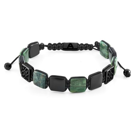 Elysian | Bracelet en perles plates dorées avec onyx noir et œil de tigre vert pour hommes - Bracelets de perles - pour Hommes - Arkai