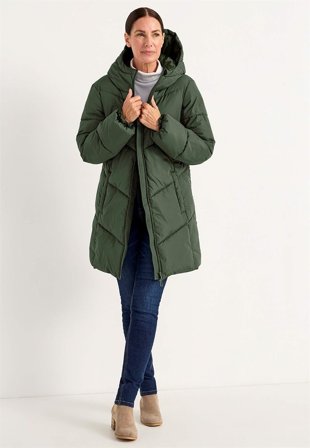 Cellbes of Sweden - Varm jakke med fluffy polstring i mørk grønn for damer i størrelse 42/44