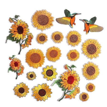 Solsikke Broderte Stryke-På-Lapper Til Klær 20stk Applikasjon