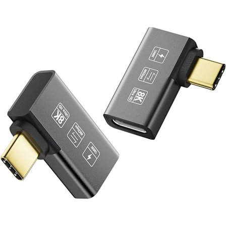 USB4 8K Utvidelseskontakt 2 stk/pakke 90 graders albue hann og hunn Thunderbolt 4 kompatibel Type C-konverter 8K@60Hz video 240w rask lading 40gbp