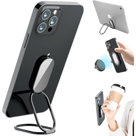 Hot 2025 2 stk. Telefon Ring Holder Fingerstøtte, 360° Rotation Mobiltelefon Ring Holder Stand Metal Telefon Bagside Grip til Magnetisk
