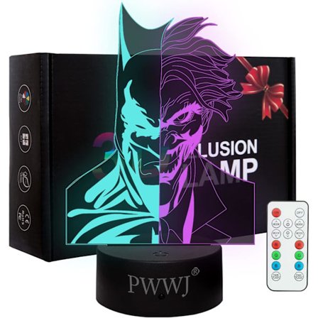 3D Nattlampa The Batman Leksaker Sängbord Skrivbords Illusion Lampa Färgväxlande LED Akryl RGB Ljus Presenter till Batman Fans, Barnrums Dekoration, 