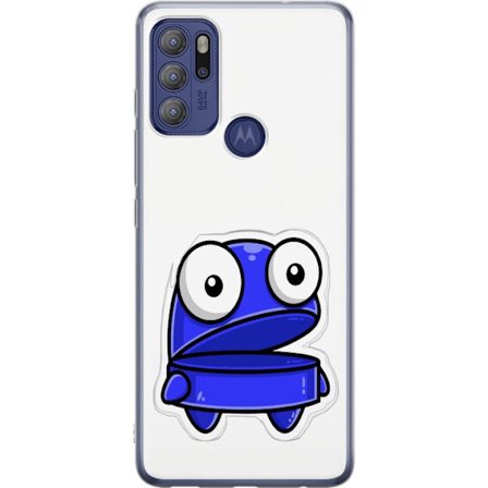 Kompatibel Mobilcover til Motorola Motorola Moto G60S Blå tegneseriefigur med åbent udtryk og store øjne i sjov illustration