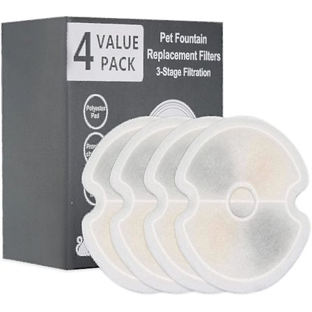 Ersättningsfilter för kattfontän, kattfontänfilter, kattfontänfilter med harts och aktivt kol (4-pack)