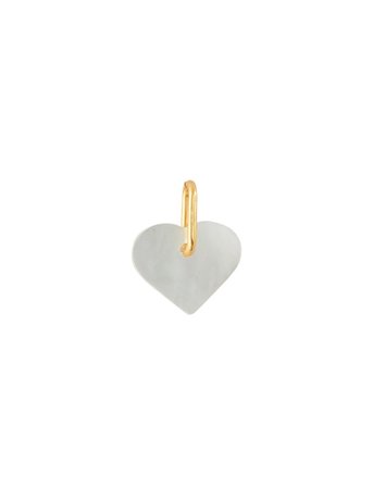 Design Letters Pearl Heart Charm - Gold - Grey - 10 MM