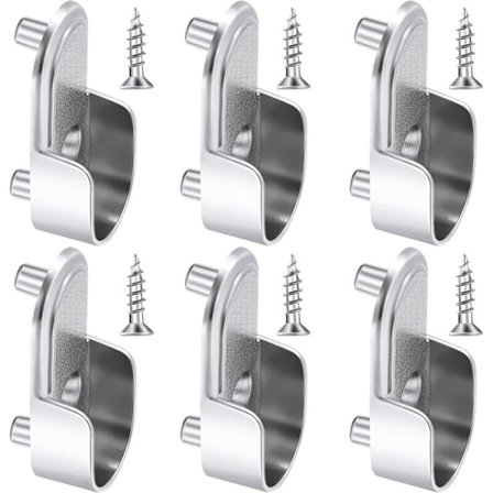 St Oval Garderobestang Endefester Forniklet Sølv Garderobestangholder 15mm Garderobeflens Skinnefester og 6 stk Skruer for Garderobe