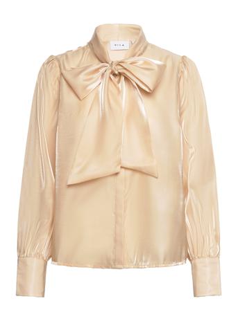 Viklarnia L/S Bow Shirt Bluse Langermet Creme Vila*Betinget Tilbud